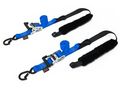 Powertye 1 5in X 7ft Fat Strap Deluxe Ratchet Tie-downs W Sheepskin Soft-tye Latch Hooks 000 Lb L 3 Breaking Strength - Blue 