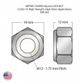M12-1 75 Coarse Metric Nylon Insert Thin Locknuts Class 10 Din 985 Silver Zinc Cr 3 Pack Of