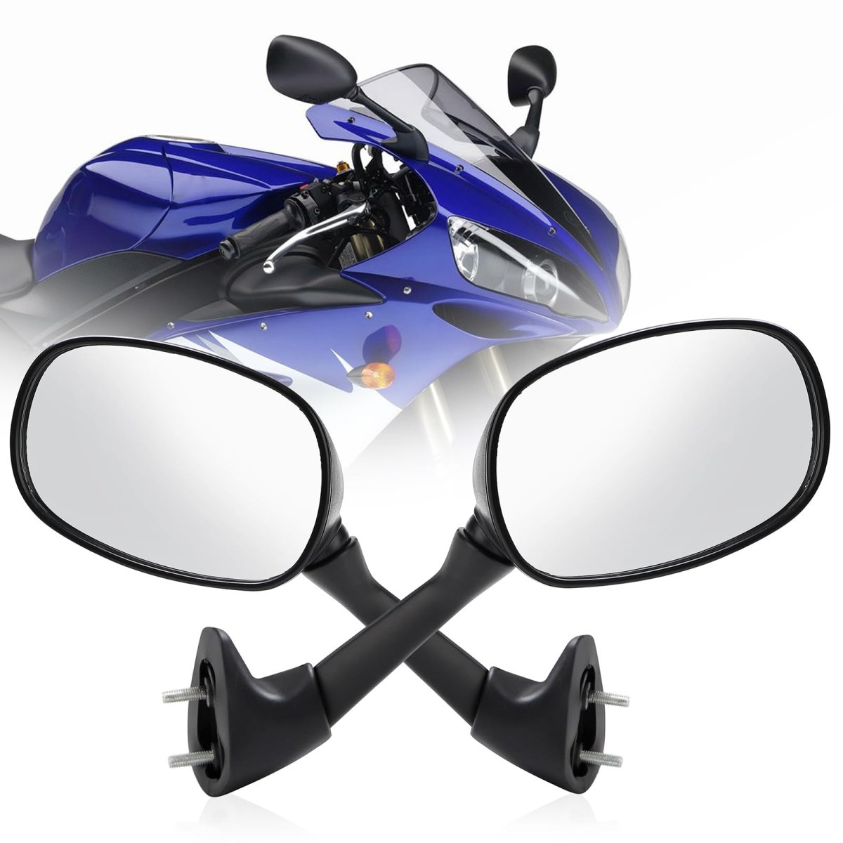 Minho Motorcycle Black Rear View Mirrors Fairing Side Accessories For Yzf R1 1998-2008 R6 1998-2007