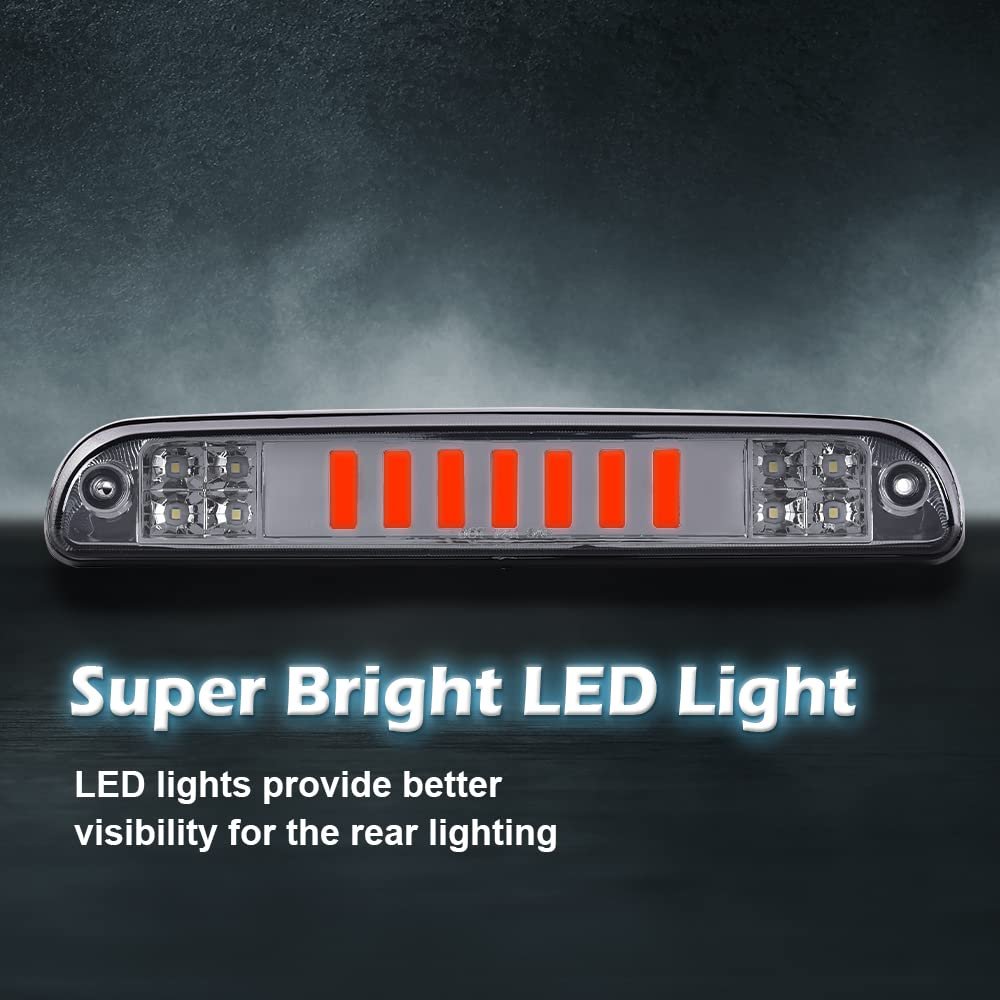 Led 3rd Brake Light For 1993-2011 Ford Ranger Fit 1999-2016 F250 350 450 550 Super Duty Smoky Lens Chrome Housing