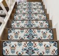 Ikat Geometric Ethnic Oriental Traditional Black Stair Treads For Wooden Steps Modern Indoor Carpet Safety Rug Kids Washable 