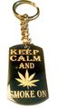 Keep And Smoke On Marijana Weed Pot Leaf Ganja Logo Symbols Metal Ring Key Chain 