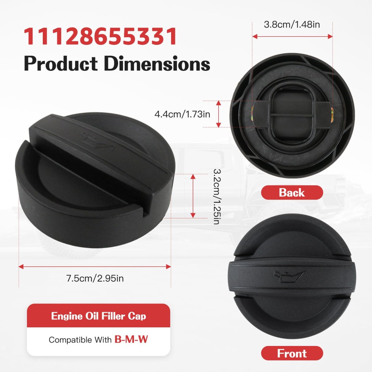 2 Pack Oil Filler Cap Replaces 11128655331 11-12-8-655-331 For Bmw 2016-2018 330e