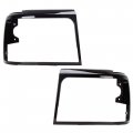 Hecasa Headlight Bezels Trim Black Compatible With 1992-1996 Ford Bronco F150 Truck 1992-1997 F250 F350 F450 Lh Rh Pair Set