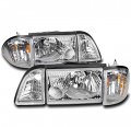 Headlights Headlamps W Corner Parking Lights Chrome For 1987-1993 Ford Mustang 
