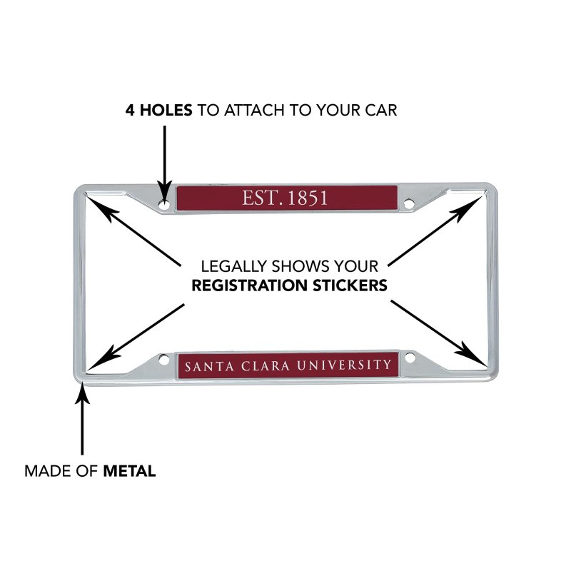Santa Clara University Metal License Plate Frame For Front Or Back Of Car Officially Licensed Year