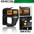 G-plus Headlight Trim Bezel With Parking Turn Signal Light Compatible 08-14 Ford E150 E250 08-19 E350 Driver Side Left