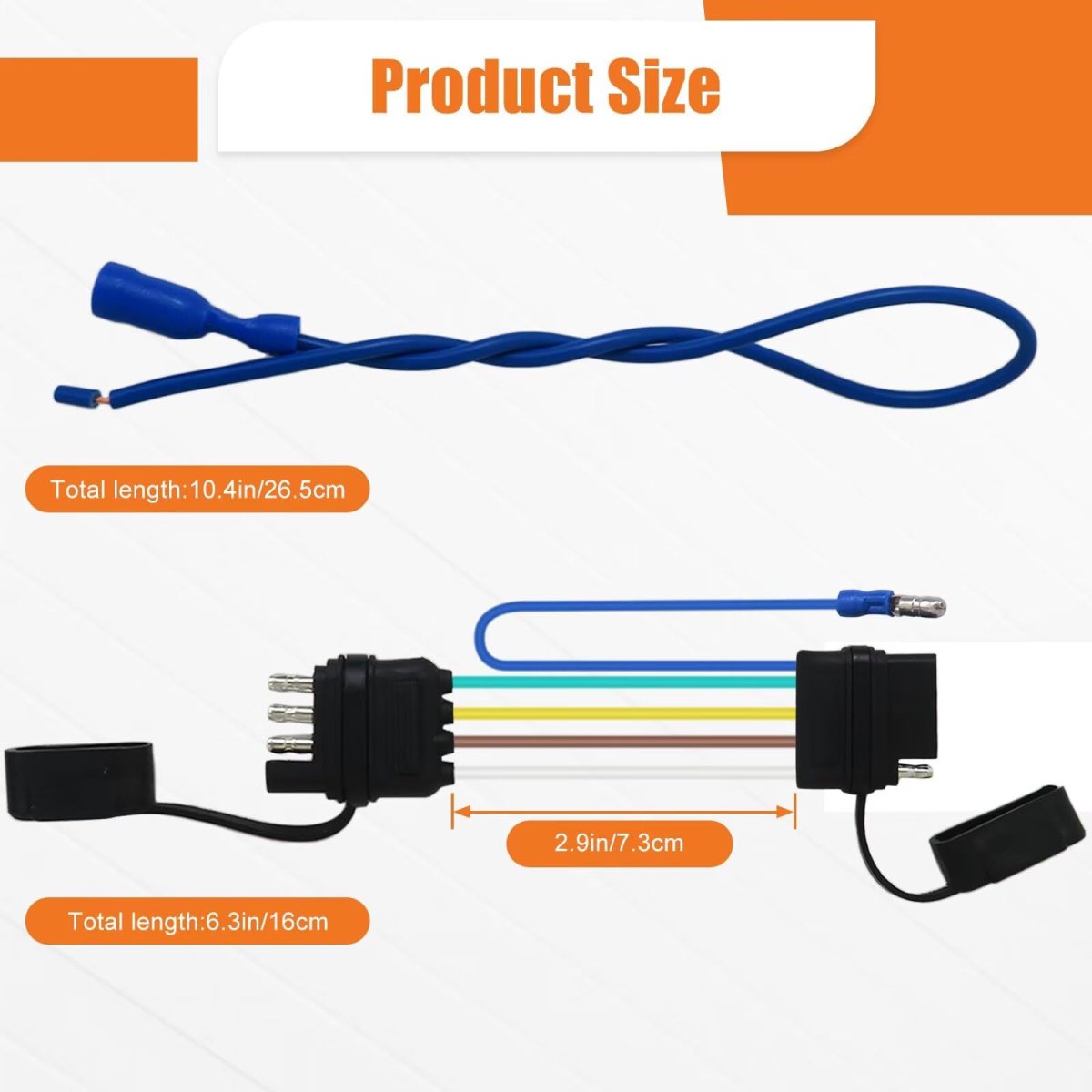 4-way To 5-way Flat Trailer Wiring Adapter With Surge Brakes Pure Copper 4 Pin 5 Wire Harness For Good Conductivity