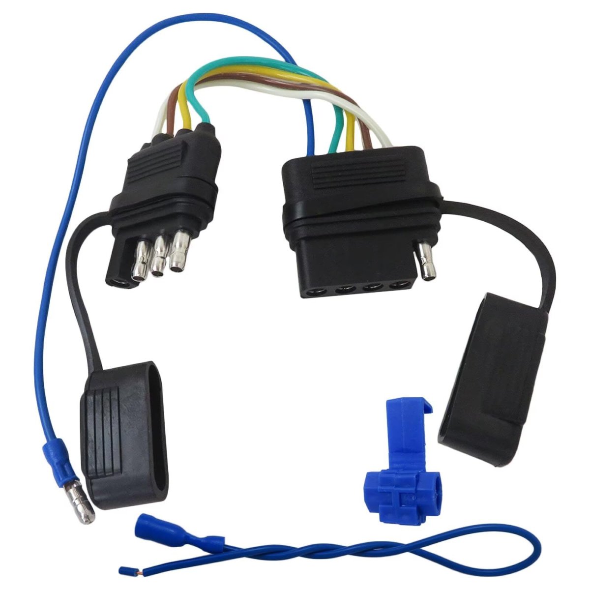 4-way To 5-way Flat Trailer Wiring Adapter With Surge Brakes Pure Copper 4 Pin 5 Wire Harness For Good Conductivity