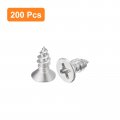 Uxcell 8x3 8 Flat Head Sheet Metal Screws 200pcs Phillips Drive Wood 304 Stainless Steel Self Tapping