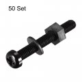 Uxcell Nylon Screw Nut Washer Assortment Kit M5x40mm Round Head Machine Bolt Nuts Flat Washers Black 50 Set