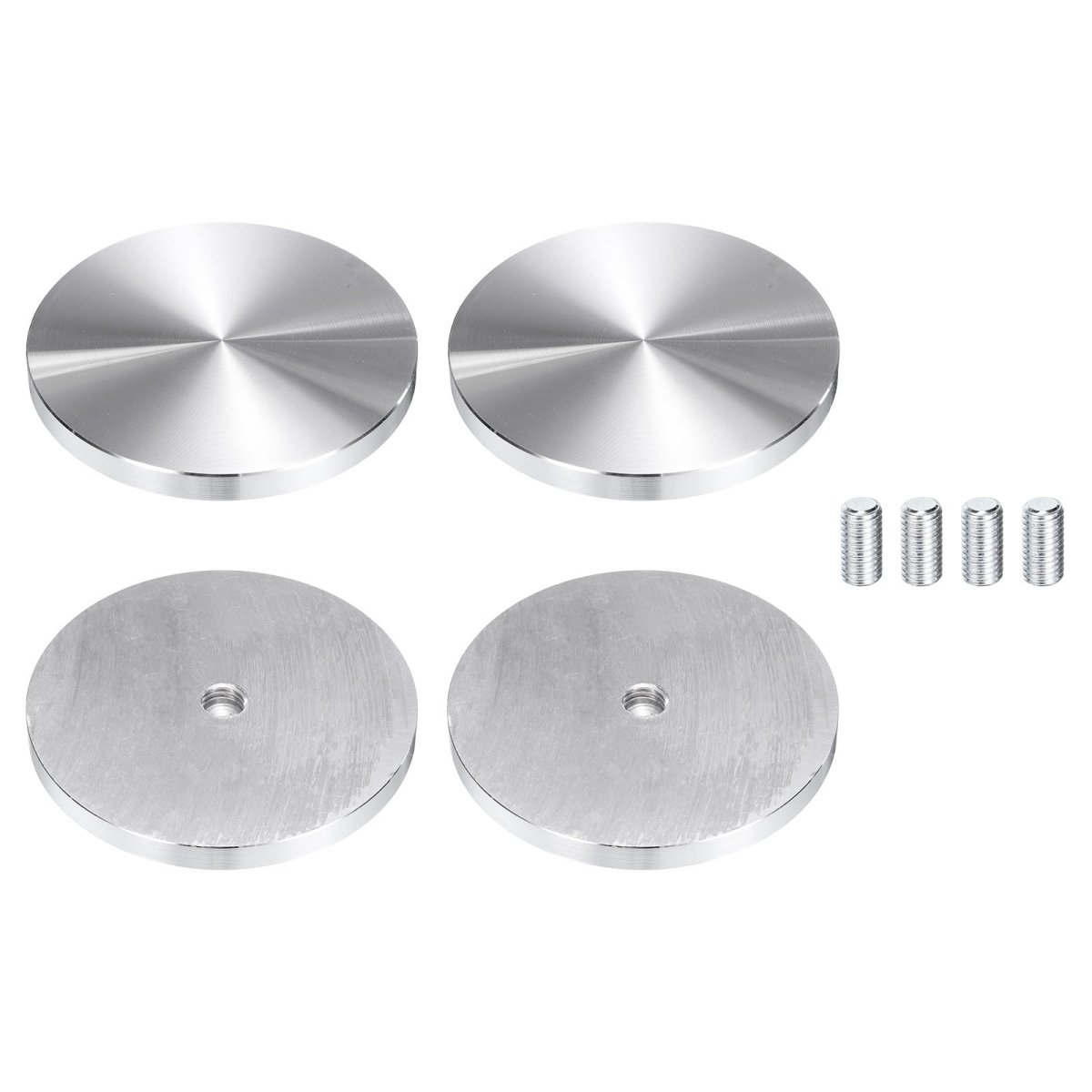 4pcs Round Shape Aluminum Disc M10 Thread 80mm Diameter Circle Glass Top Adapter For Table Furniture Coffee Tables Silver
