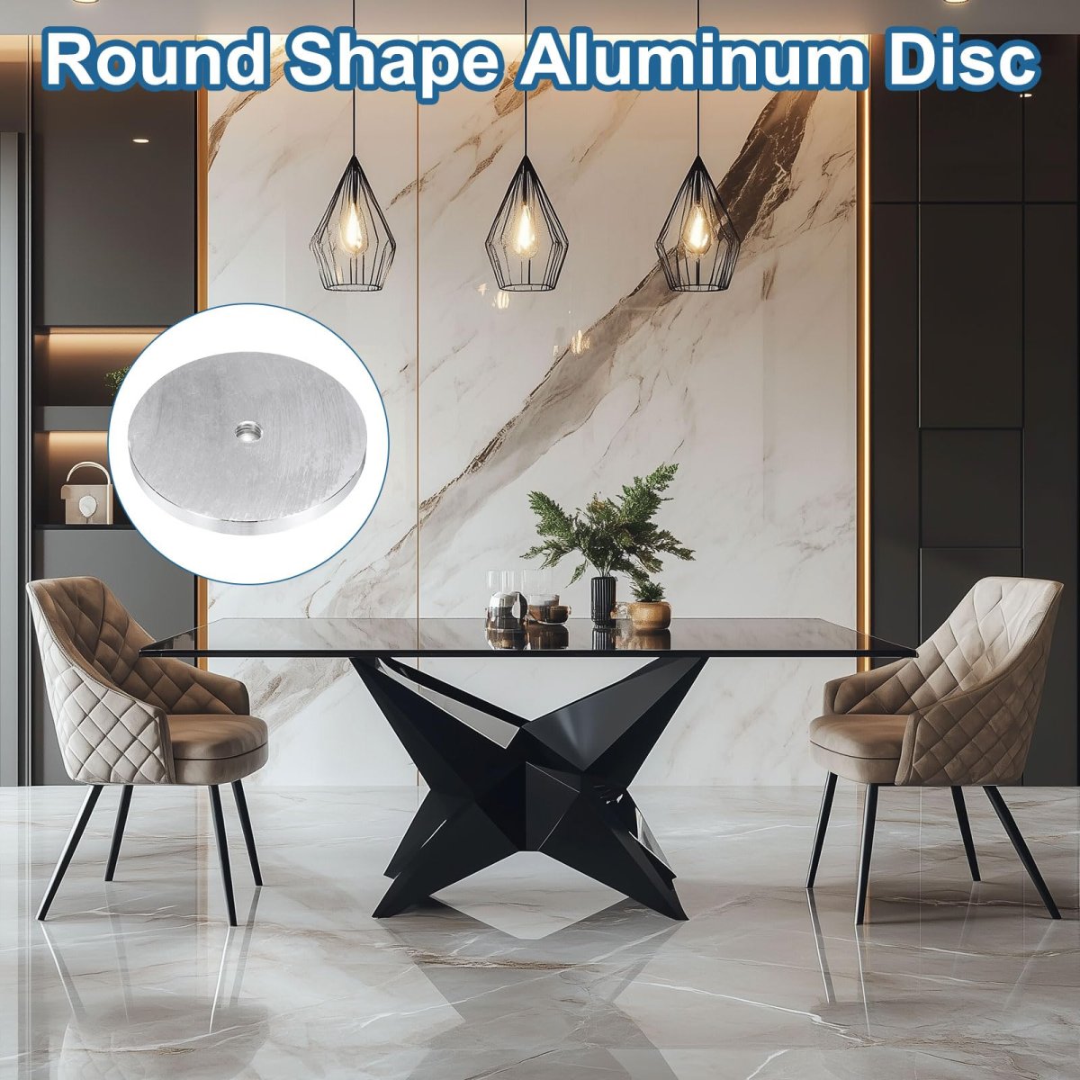 4pcs Round Shape Aluminum Disc M10 Thread 80mm Diameter Circle Glass Top Adapter For Table Furniture Coffee Tables Silver