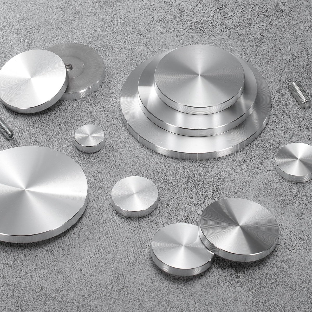 4pcs Round Shape Aluminum Disc M10 Thread 80mm Diameter Circle Glass Top Adapter For Table Furniture Coffee Tables Silver