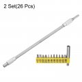 Uxcell Flexible Drill Bit Extension Kits 2 Set 26pcs Screwdriver With 300mm Shaft