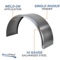 Recpro Round Steel Trailer Fenders Single Axle 36 X 13 20 14 Gauge 1 Fender With Rubberized Undercoating Spray