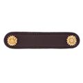 Vicenza Designs K1180 Carlotta Daisy Leather Pull 4-inch Brown Polished Gold 