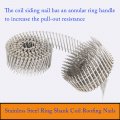 Waltyotur 1200 Count Stainless Steel Coil Roofing Ring Shank Siding Nails 15-degree Collated Wire 1-1 4 Inch 0 09 Small Cap