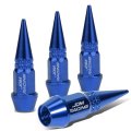 Auto Dynasty 45mm Anodized Aluminum Valve Stem Caps Spiked Head Design Car Accessories Universal Fit For Most Vehicles Blue