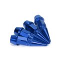 Auto Dynasty 45mm Anodized Aluminum Valve Stem Caps Spiked Head Design Car Accessories Universal Fit For Most Vehicles Blue