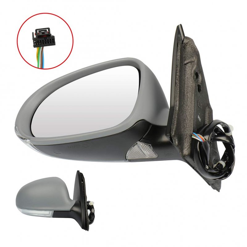 Gray Left Side Mirror Fit For 2005-2010 Volkswagen Jetta Primed Glass Heated Signal Puddle Lamp Manual Folding