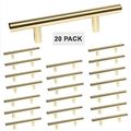 Satin Brass Cabinet Hardware Euro Style Bar Handle Pull 6-3 4 Length 96mm 3-3 Hole Brushed Modern Gold 20 Pcs 