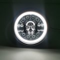 Black Motorcycle Front Skull Side Mount Headlight Head Lamp For Honda Kawasaki Suzuki Yamaha Cg125 Gn125 Old School Vintage