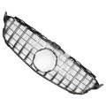 Front Upper Hood Bumper Grille For Mercedes-benz C250 2013-2016 Kidney Grill Black Chrome Silver Tone
