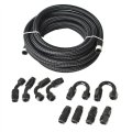 20ft An10 10an Fuel Line Hose Kit Nylon Stainless Steel Braided Oil With Swivel Fitting Adapters For Brake And Transmission