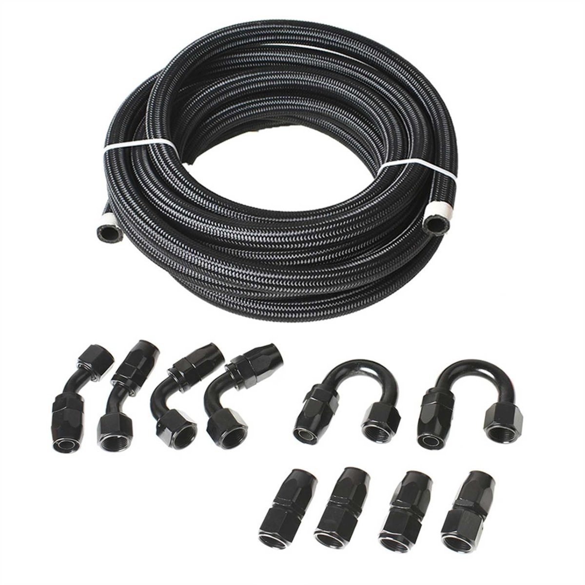 20ft An10 10an Fuel Line Hose Kit Nylon Stainless Steel Braided Oil With Swivel Fitting Adapters For Brake And Transmission
