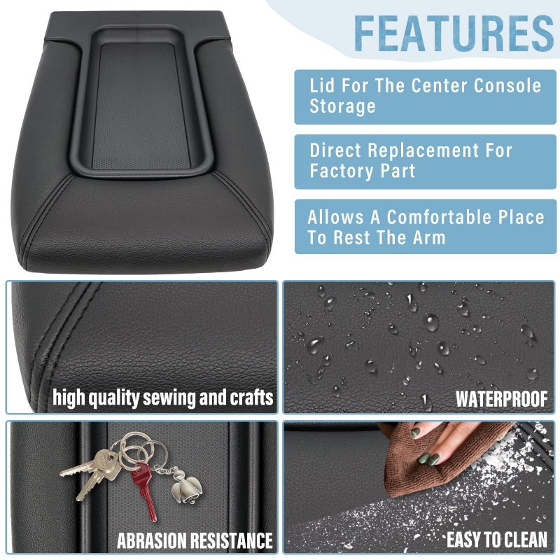 Leimo Kparts Center Console Lid Replacement Kit For 99-07 Chevy Silverado Avalanche For Suburban Tahoe Sierra Yukon Escalade