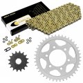 Caltric Gold O-ring Drive Chain And Sprockets Kit Compatible With Kawasaki Zx750n Ninja Zx-7rr 1996-1999