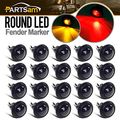 Partsam 20x Amber Red Truck Trailer Boat 3 4 Round Led Light Marker Clearance Grommet Smoke Lens 