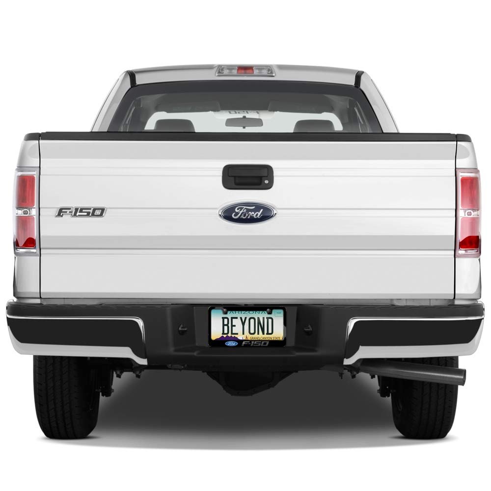 Ford F-150 In 3d Dark Gray Letters On Black Metal License Plate Frame