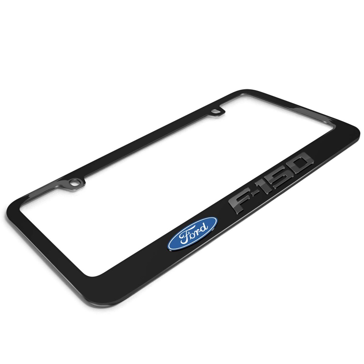 Ford F-150 In 3d Dark Gray Letters On Black Metal License Plate Frame