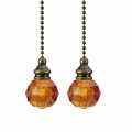 Twdrtdd Ceiling Fan Pull Chain 12 Inch Orange Crown Crystal Hexagon Prism Design Extension For Lightings And Fans Pack Of 2 