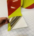 Oralite V98 Prestriped 4 X 10 Foot Red Lime Reflective Chevron Striping Left Slant 
