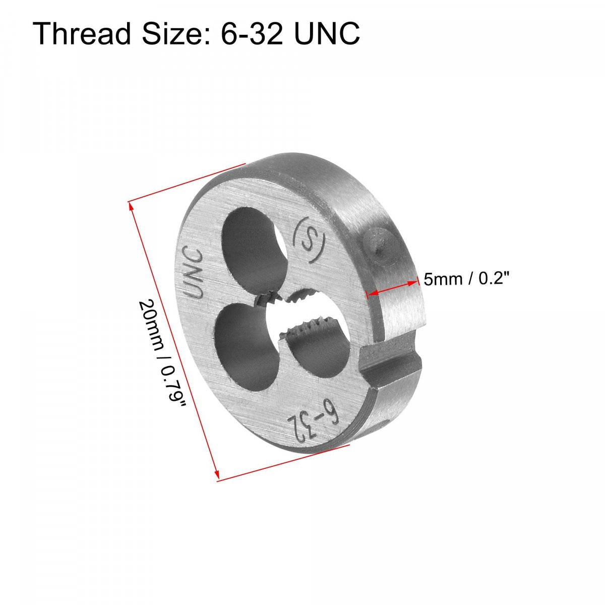 Round Die Stock Handle Wrench Set 6-32 Unc Threading And 20mm Holder Fits 11mm-20mm Od M3-m4 Adjustable For Bolt Thread Repair