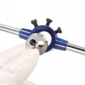 Uxcell Round Die Stock Handle Wrench Set 6-32 Unc Threading And 20mm Holder Fits 11mm-20mm Od M3-m4 Adjustable For Bolt Thread