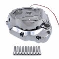 Httmt- Red Led Chrome Engine Cluctch Cover Compatible With 2001-2005 Suzuki Gsxr 600 750 1000 Gsx-r P N Mt313-010a-cd Red