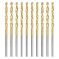 10pcs Titanium Twist Drill Bit 5 64 Drilling Dia High Speed Steel Drills For Hardened Metal Stainless Cast Iron Wood Plastic 