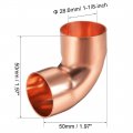 Uxcell 28 58mm Id 90 Degree Copper Elbow Short-turn Pipe Fitting Connector For Plumbing 1mm Thick 2pcs