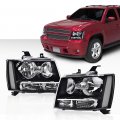 Headlights Assembly For 2007 2008 2009 2010 2011 2012 2013 2014 Chevy Suburban 2007-2013 Tahoe Avalanche Bumper Headlamp Cleara