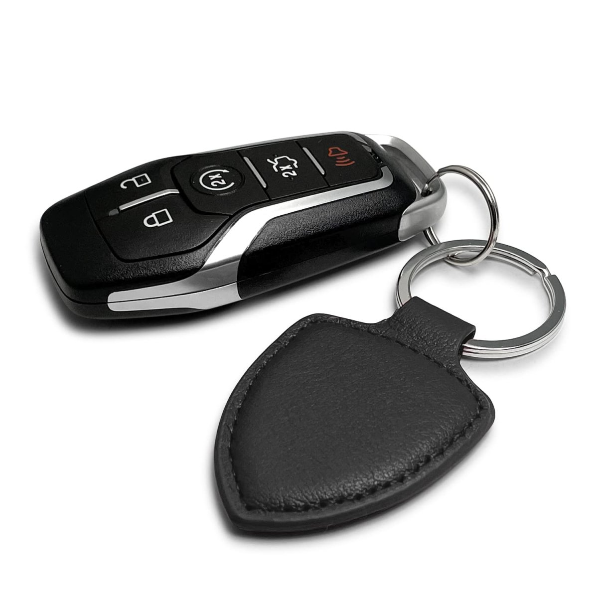 Ram Logo Soft Real Black Leather Shield Style Key Chain Genuine Modern Unisex Keychain 3 75 In Length