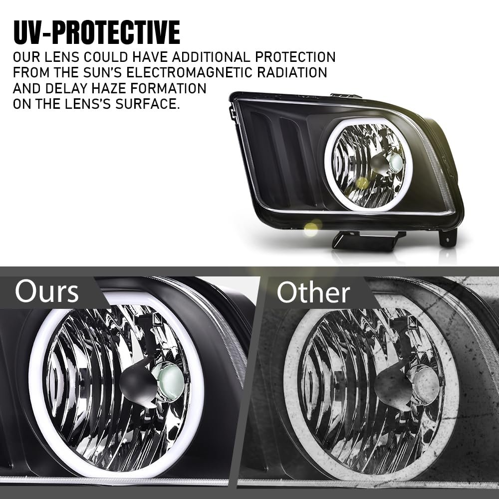 Led Headlights Assembly For Ford Mustang 2005-2009 7r3z13008d 7r3z13008c Bumper Headlamps Left Right Clear Lens Black Housing