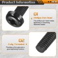 100pcs M5x25mm Threaded Nylon Phillips Cross Pan Head Machine Screws Bolts Black