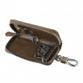 Uxcell Leather Car Key Fob Case Holder Smart Keychain Protector Cover With Metal Hook Universal For Men And Women Khaki