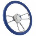 Foreversharp 5-bolt Steering Wheel 14 Inch Aluminum With Sky Blue Wrap And Horn 