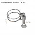 Uxcell 10pcs Double Wire Hose Clamp 34-38mm Adjustable Stainless Steel Clips With M8 Bolt For Dust Collection Pump Pipe