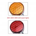 Astra Depot 1 Pair Of Dual Double Face Fender Stop Turn Signal Tail Pearl 48 Led Amber Red Truck Trailer Stud Lights W Chrome